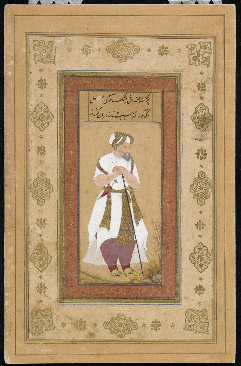 Iäkäs hovimies Salim-albumista, käsikirjoitusfolio, n. 1603 tekijältä Mughal School