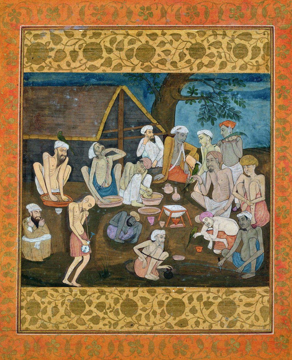 Bhangia ja ganjaa valmistavien fakiirien kokoonpano Large Clive -albumista tekijältä Mughal School