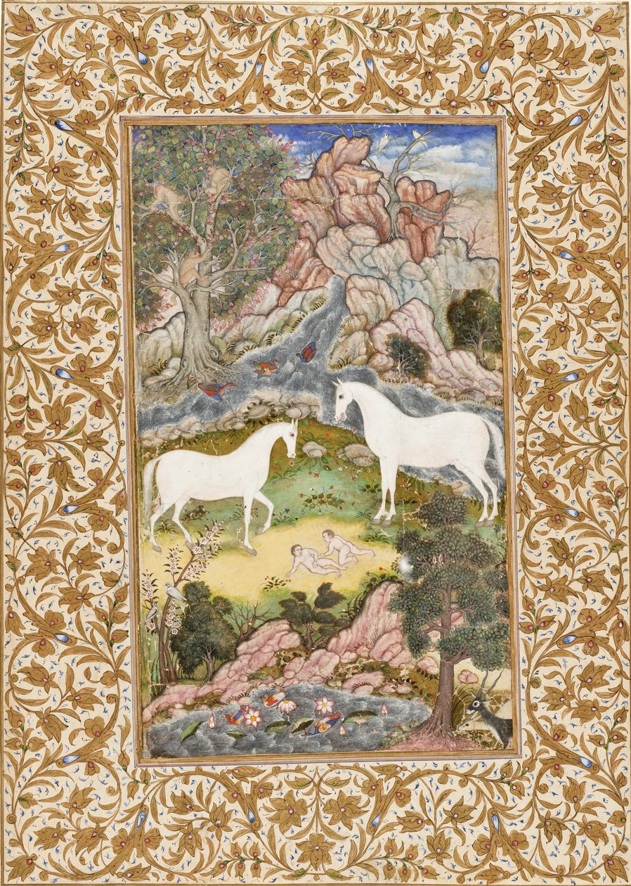 Taivaallisten kaksosten syntymä, noin 1585-1590 tekijältä Mughal School