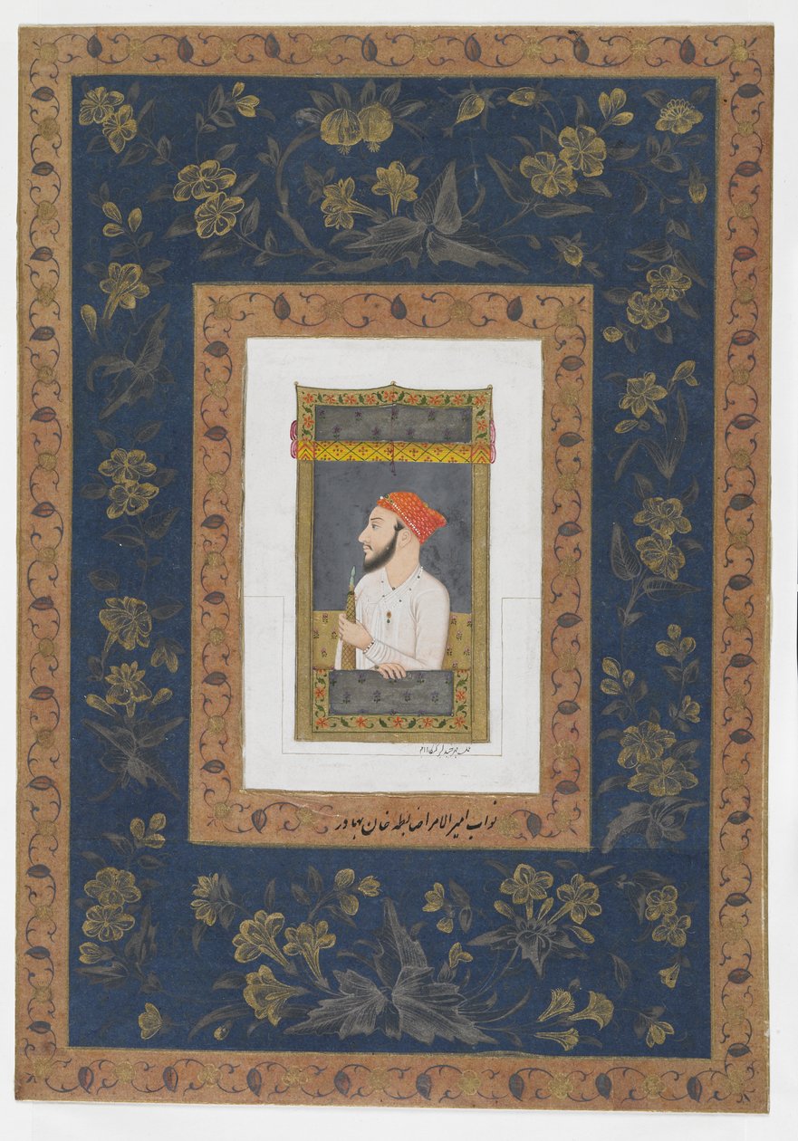 Nawab Amir al-Umara Zabita Khan, irrotettu albumifolio maalauksella, n. 1770 tekijältä Mughal School