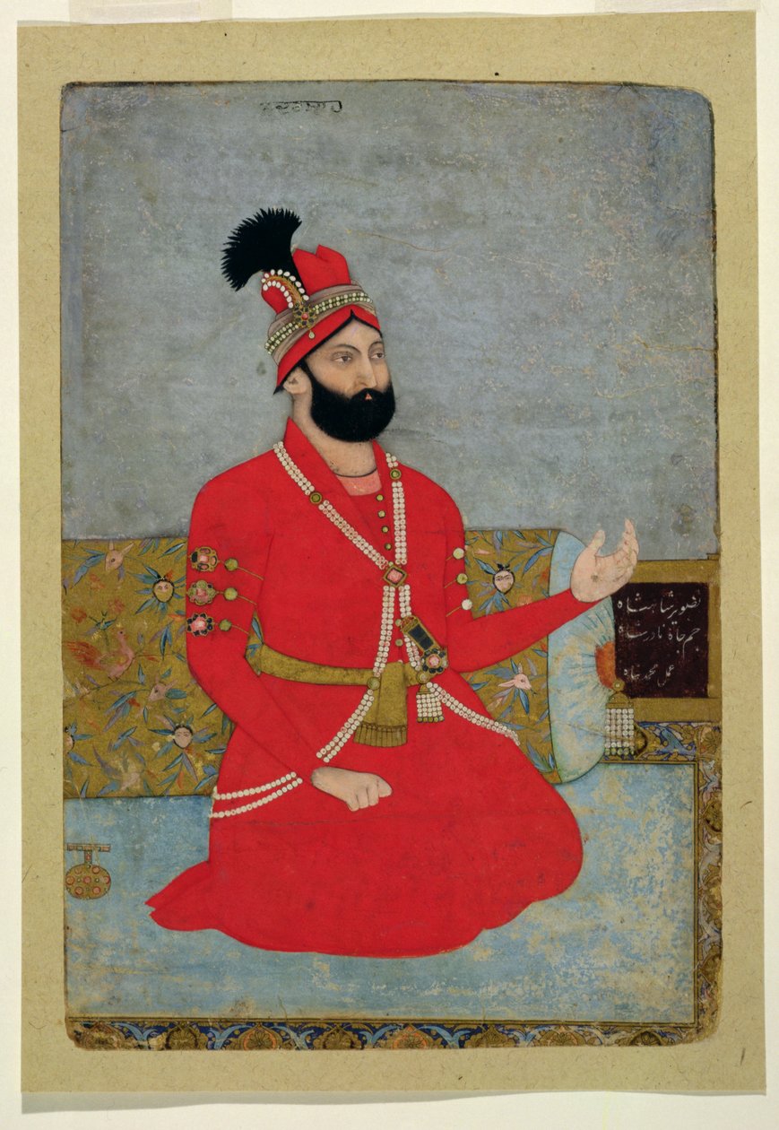 Persialaisen Nadir Shah Afsharin (1688-1747) muotokuva, 1700-25 (läpinäkymätön wc paperilla) tekijältä Mughal School