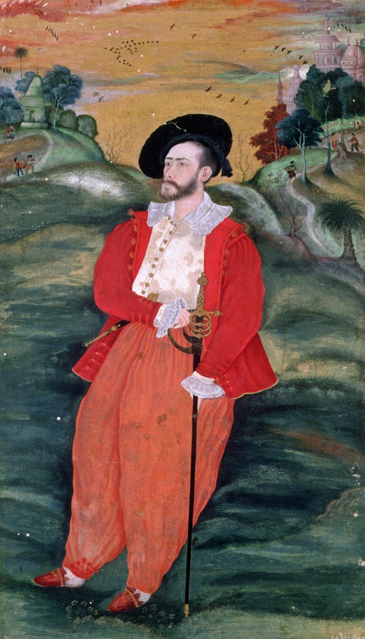 Eurooppalaisen merimiehen muotokuva, n. 1590 tekijältä Mughal School