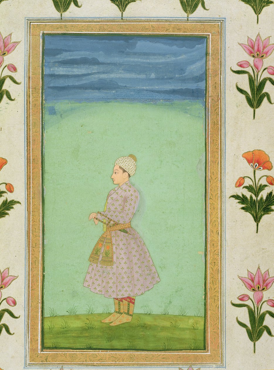 Seisova poikahahmo, jonka vyössä on jalokivitikari, Small Clive -albumista tekijältä Mughal School