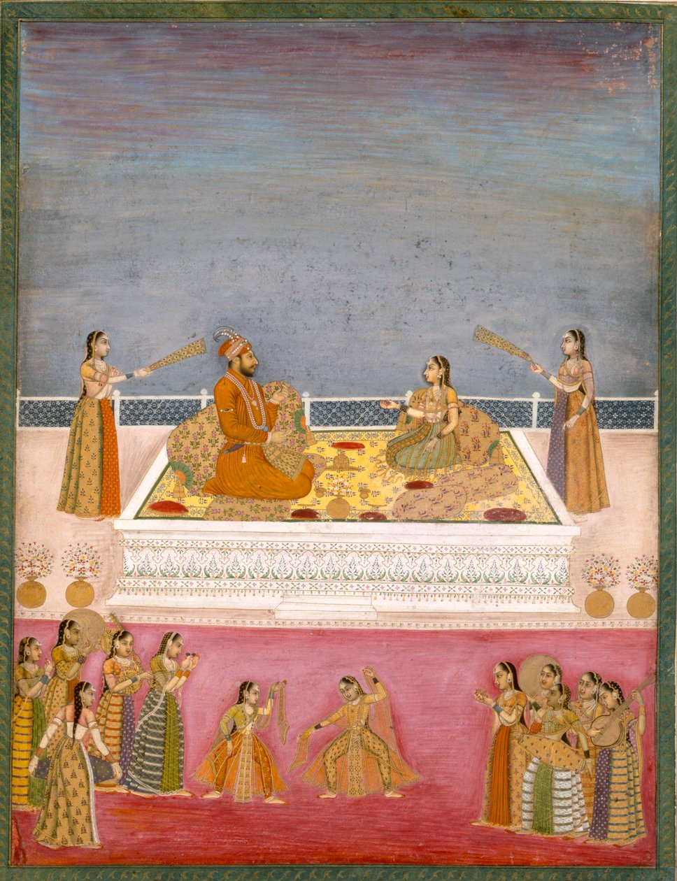 Nuori Mughal-keisari Muhammad Shah huikeassa esityksessä (1719-48), n.1725 (läpinäkymätön wc paperilla) tekijältä Mughal School