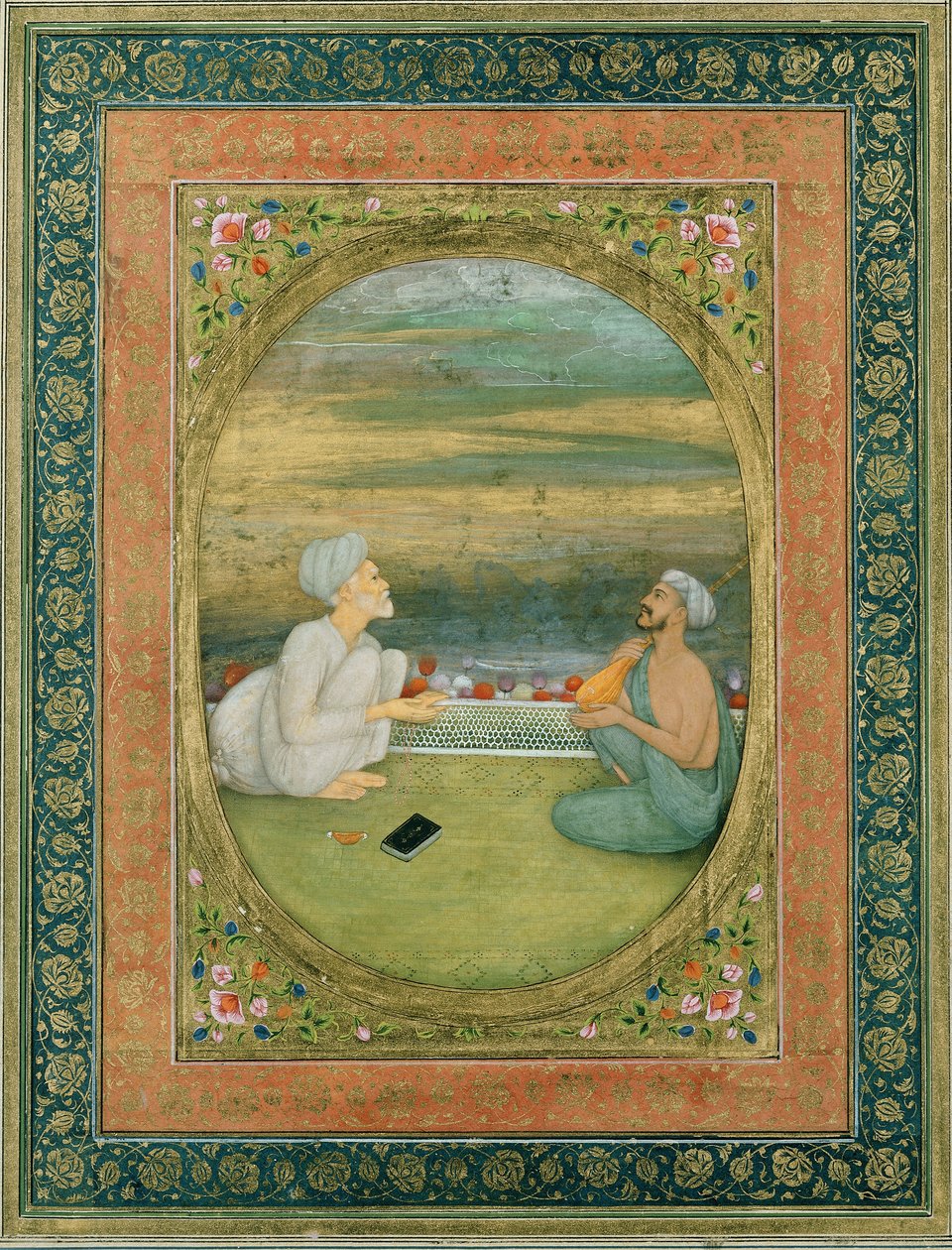 Mullah ja muusikko, noin 1640-1650 tekijältä Mughal School