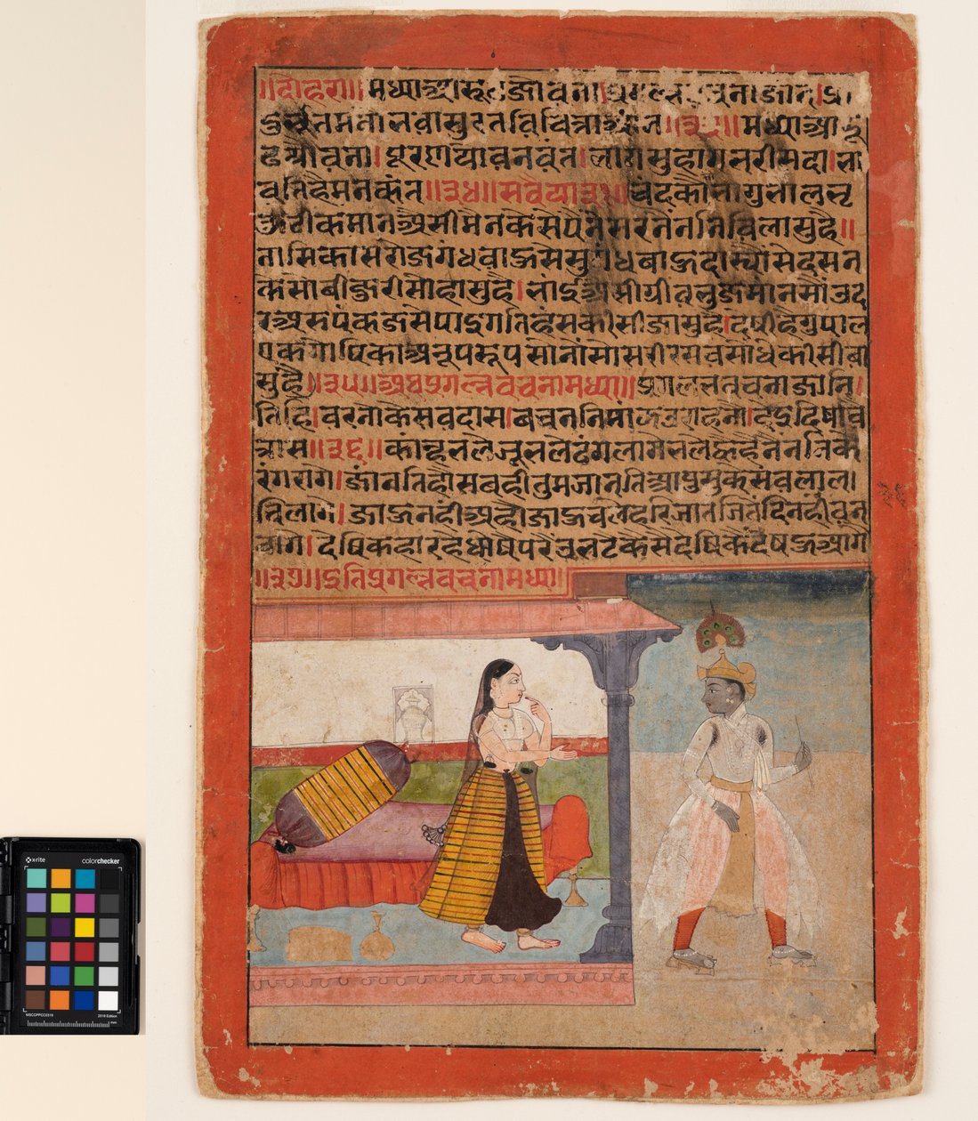 Rakastaja jättää lohduttoman rakastajattarensa, n. 1625 (läpinäkymätön akvarelli paperilla) tekijältä Mughal School