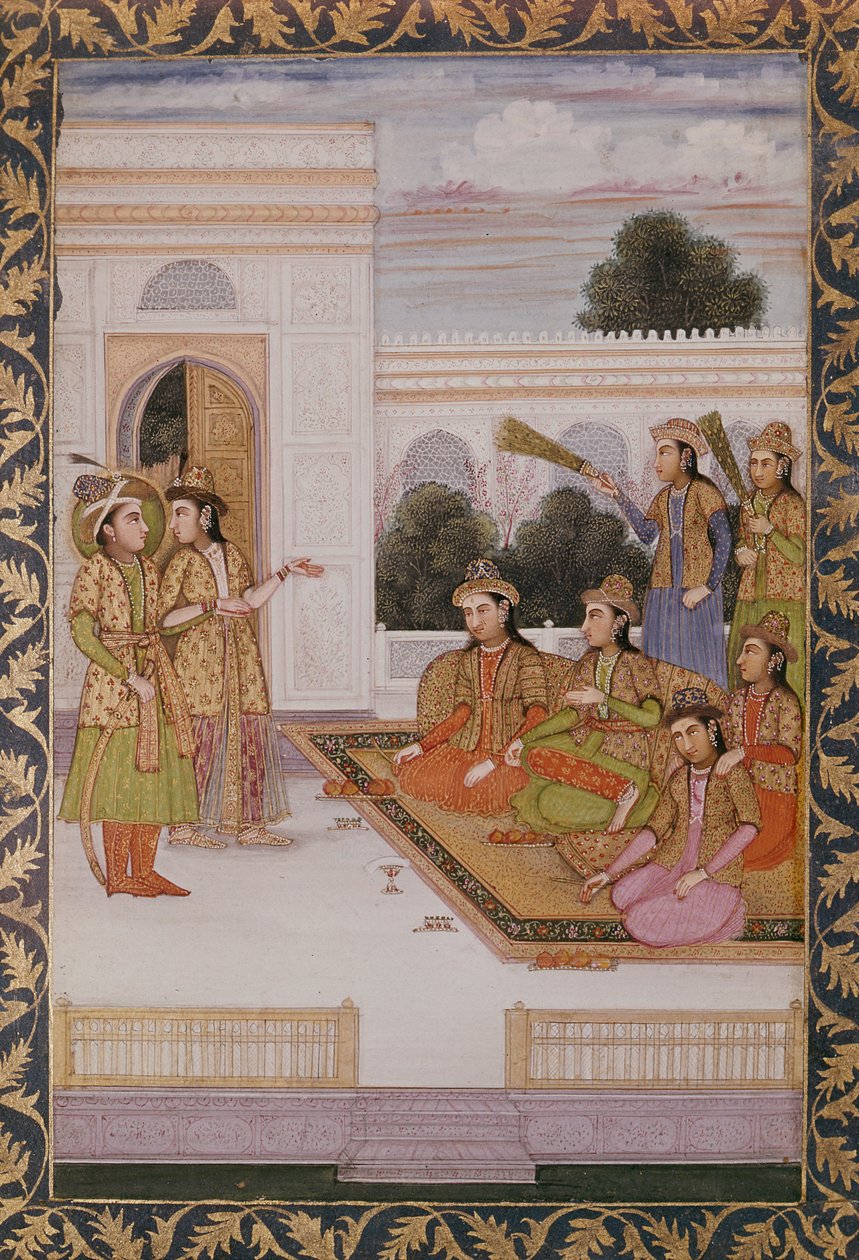 Joseph esitteli Potifarin vaimon Zuleikan Mizrin vaimoille jakson Jamin (1414-92) suositusta persialaisesta runosta Yusuf ja Zulaikha n. 1780 tekijältä Mughal School