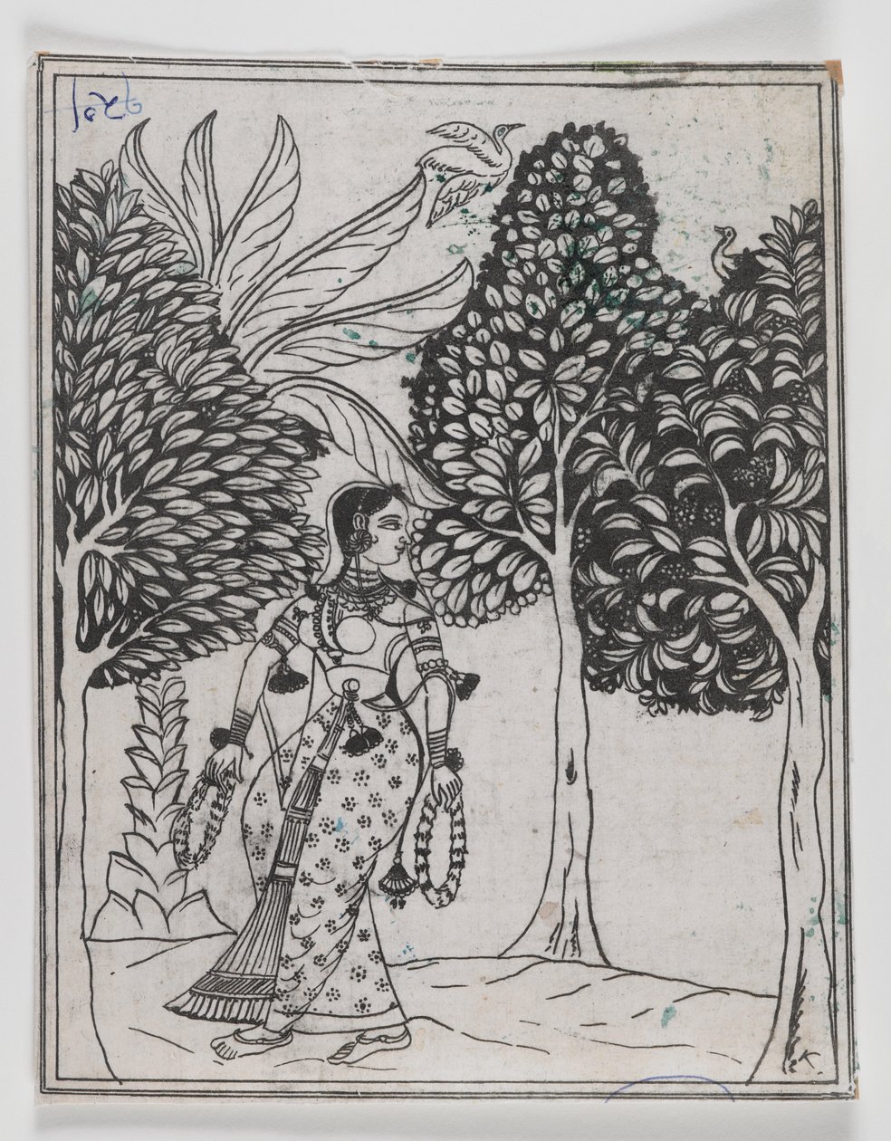 Kamod Ragini, 1605-1610 (muste paperille) tekijältä Mughal School