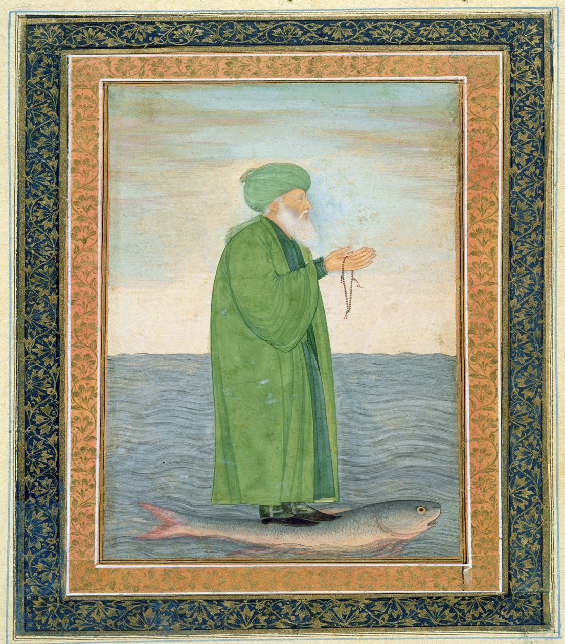 Khawa Khizir Khan ratsastaa kalan päällä, Small Clive Albumista (läpinäkymätön wc paperilla) tekijältä Mughal School