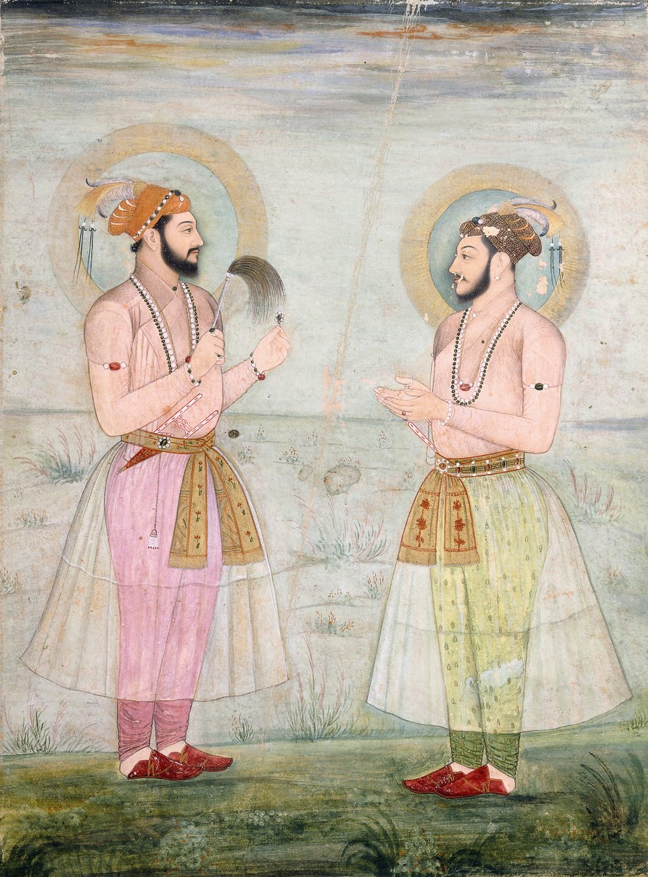 Prinssi Dara Shikohin ja prinssi Sulaiman Shikoh Nimbaten muotokuvia, n. 1665 tekijältä Mughal School