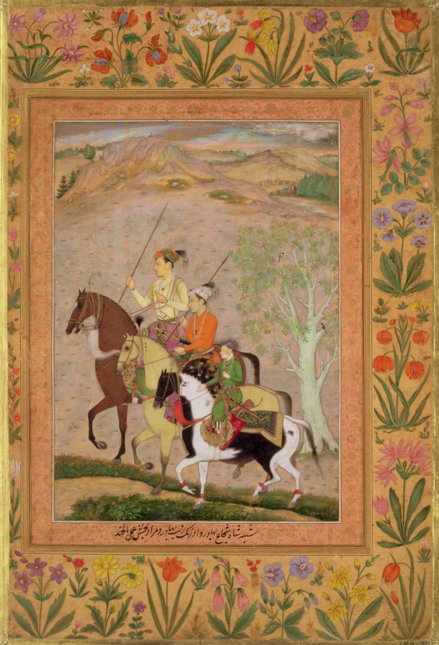Kolme prinssiä metsästämässä, n. 1635 tekijältä Mughal School