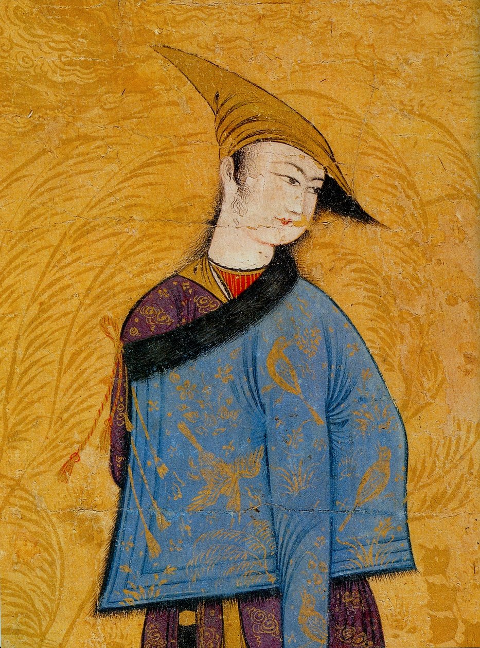 Nuori lyhyt turkisvuorattu takki olkapäällään, 1640-luku. tekijältä Muhammad Yusuf