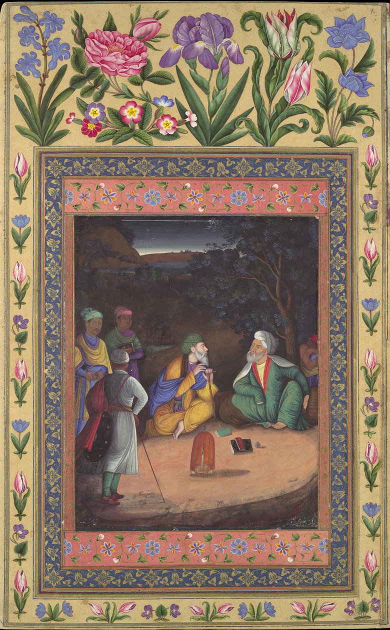 A Nighttime Gathering, Folio Davis-albumista, päivätty 1664-65. tekijältä Muhammad Zaman