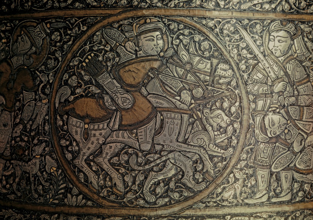 MAMLUK KNIGHT: Syyrian taide. Yksityiskohta altaasta nimeltä "Baptistery of St. Louis"... tekijältä Muhammed Ibn Al Zayn