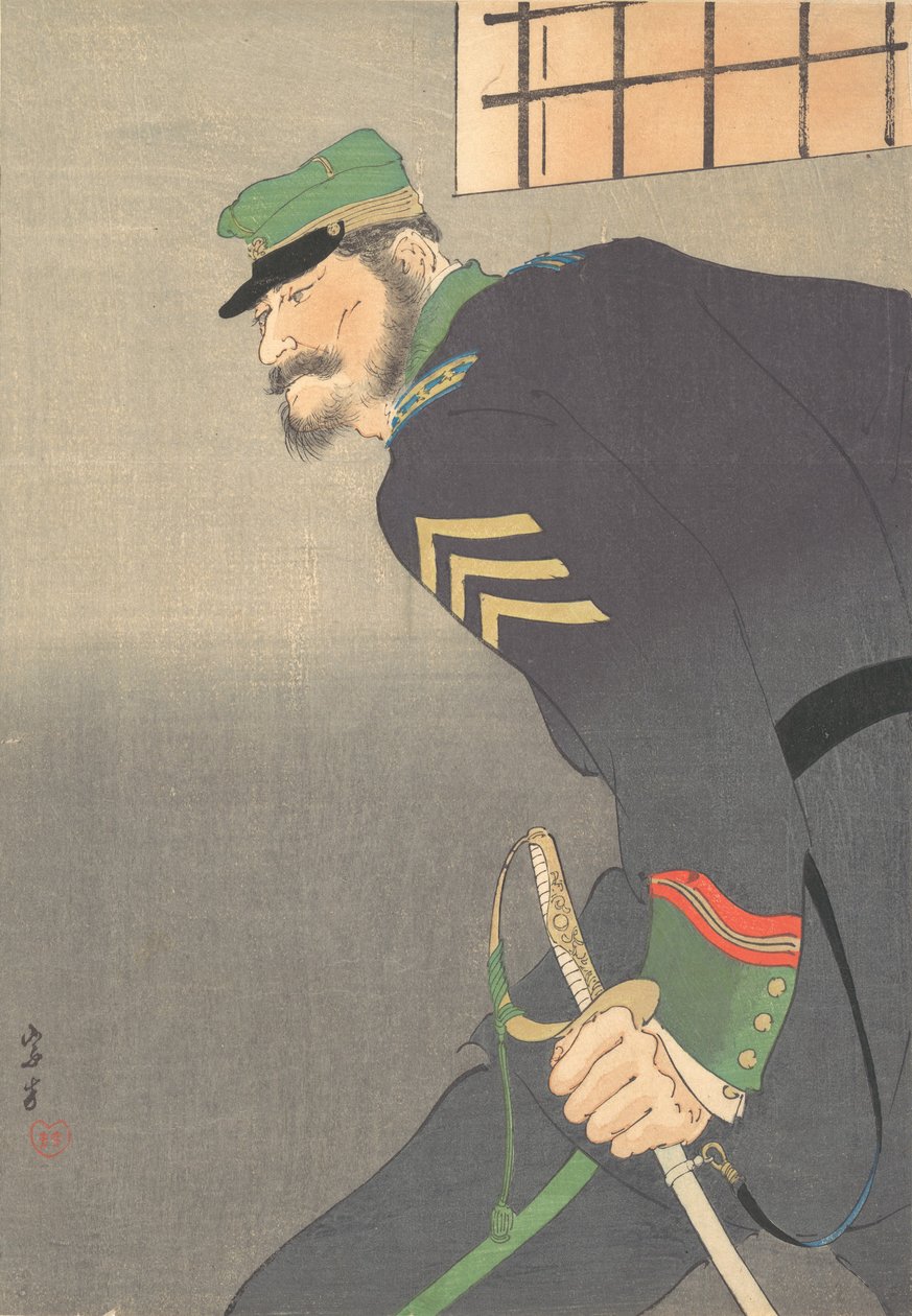 Printti, [sotilas miekalla], n. 1906. tekijältä Munakata
