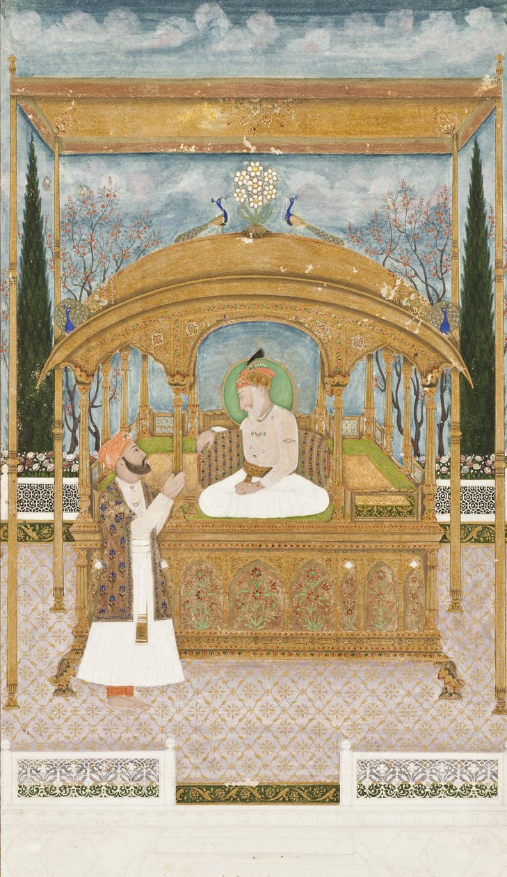Keisari Shah Alam II riikinkukon valtaistuimella, 1801 tekijältä Musawir Khairullah