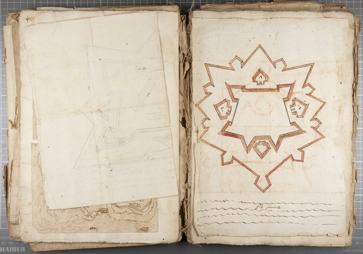 Portfolio Urbinon Mutio Oddin ja muiden piirustuksista - Po Fume, n. 1635-1640 (kynä ja muste paperille sidottussa tilavuudessa) tekijältä Muzio Oddi