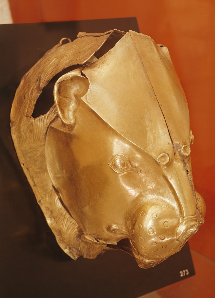 Leijonanpään rytmi, hautapiiri A, Mykene, noin 1500-luvulla eKr. (kulta) (katso myös 151130) tekijältä Mycenaean