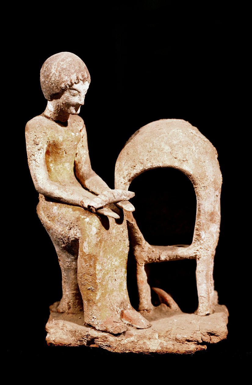 Mykeneen taide: naishahmo uunissa leipää kädessään. 1500-luvulla eaa. Strasbourg, arkeologinen museo tekijältä Mycenaean