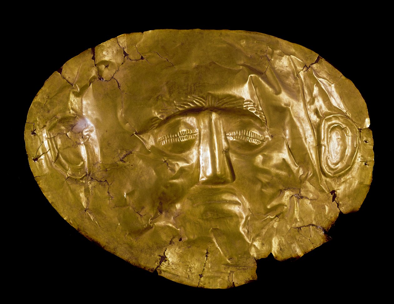 Mycenian taide: kultainen naamio. Mycenesin sivuilta. 1500-luvulla eKr. Ateena, kansallinen arkeologinen museo - Mykeneen taidetta: kultainen hautanaamio Mykeenestä. 1500-luvulla eaa. Kansallinen arkeologinen museo, Ateena, Kreikka tekijältä Mycenaean