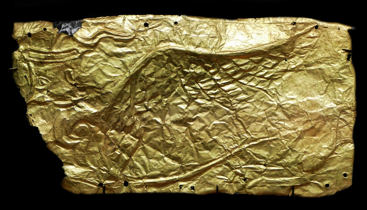 Kultainen kansi lasimaljakon muotoiselle muistolaatalle tekijältä Mycenaean