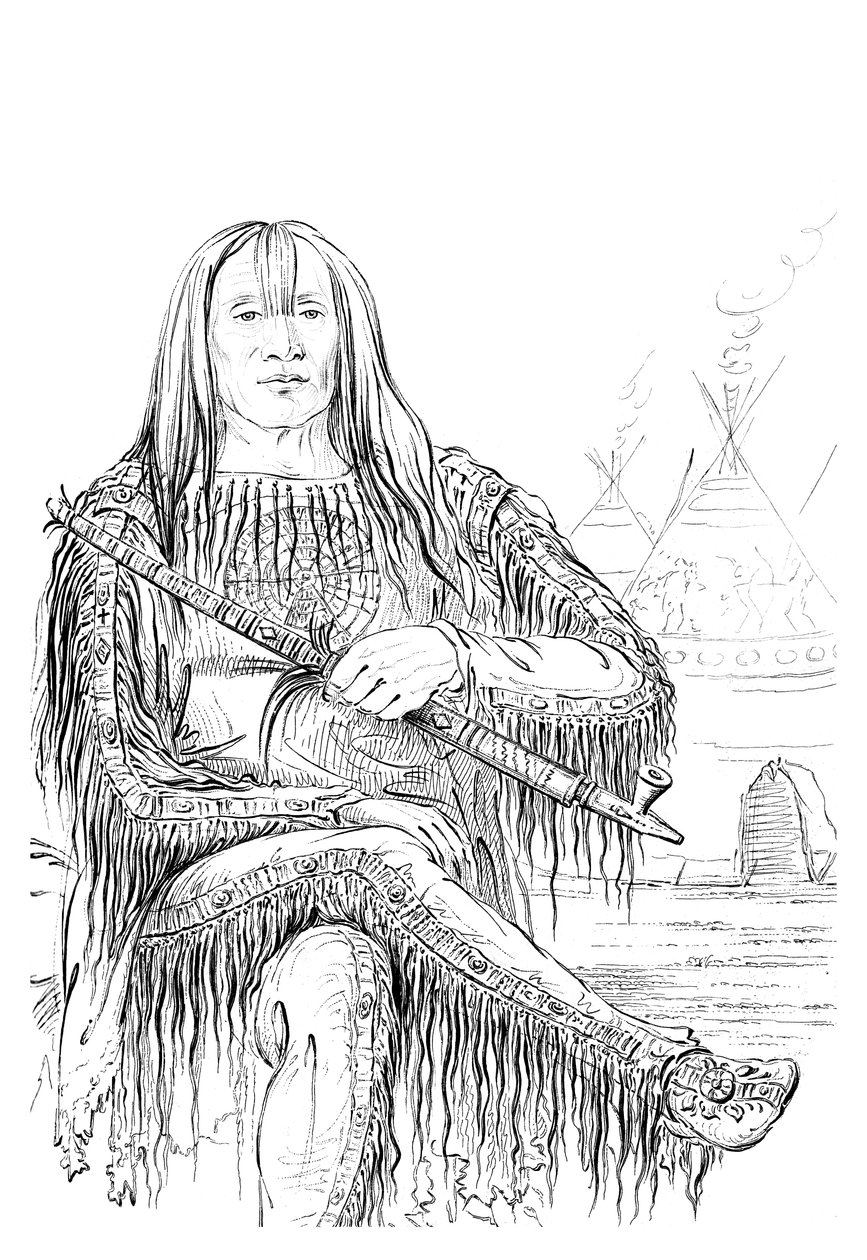 Blackfoot-kansakunnan päällikkö, 1841. tekijältä Myers and Co
