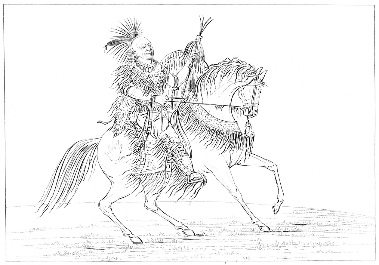 Keokuk hevosen selässä, Rock Island, Ylä-Mississippi, 1841. tekijältä Myers and Co