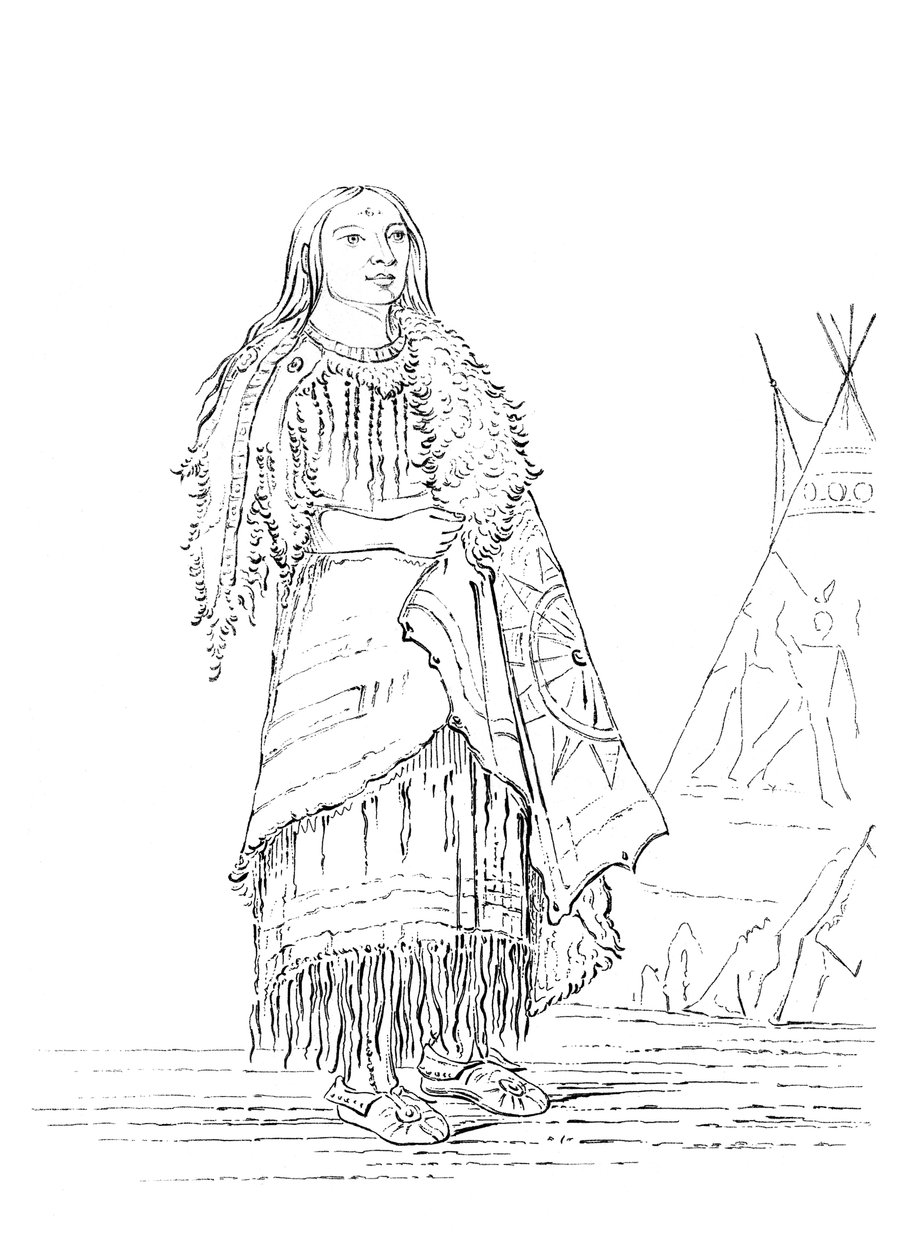 Muotokuva naisesta, joka iskee monia, intiaaninainen, 1841. tekijältä Myers and Co
