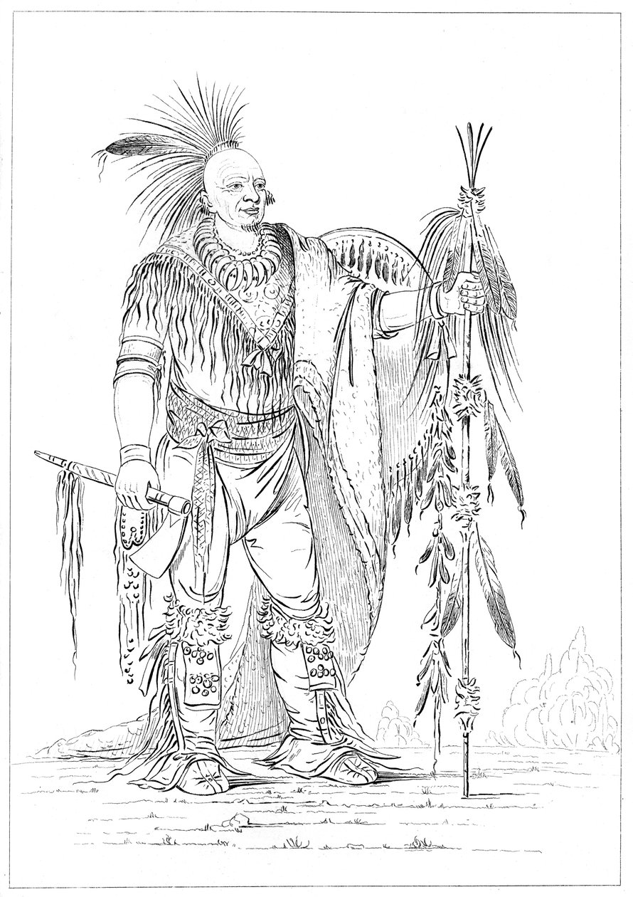 Sac or Fox brave, 1841. tekijältä Myers and Co