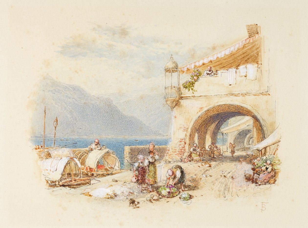 Bellagio, Comojärvi, n. 1850–1875 tekijältä Myles Birket Foster