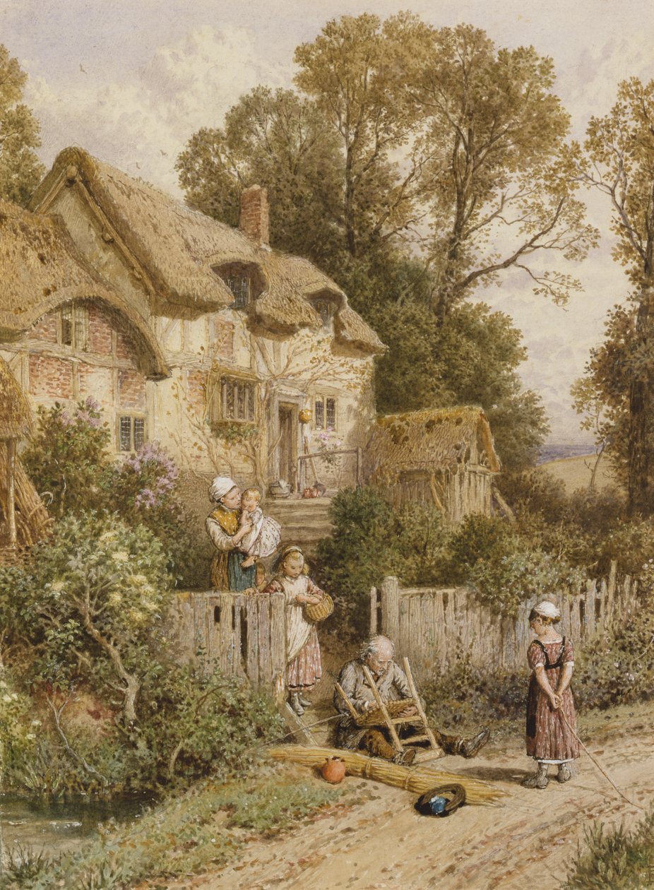 Huonekalut ja erilaiset esineet 1100- ja 1300-luvuilta tekijältä Myles Birket Foster