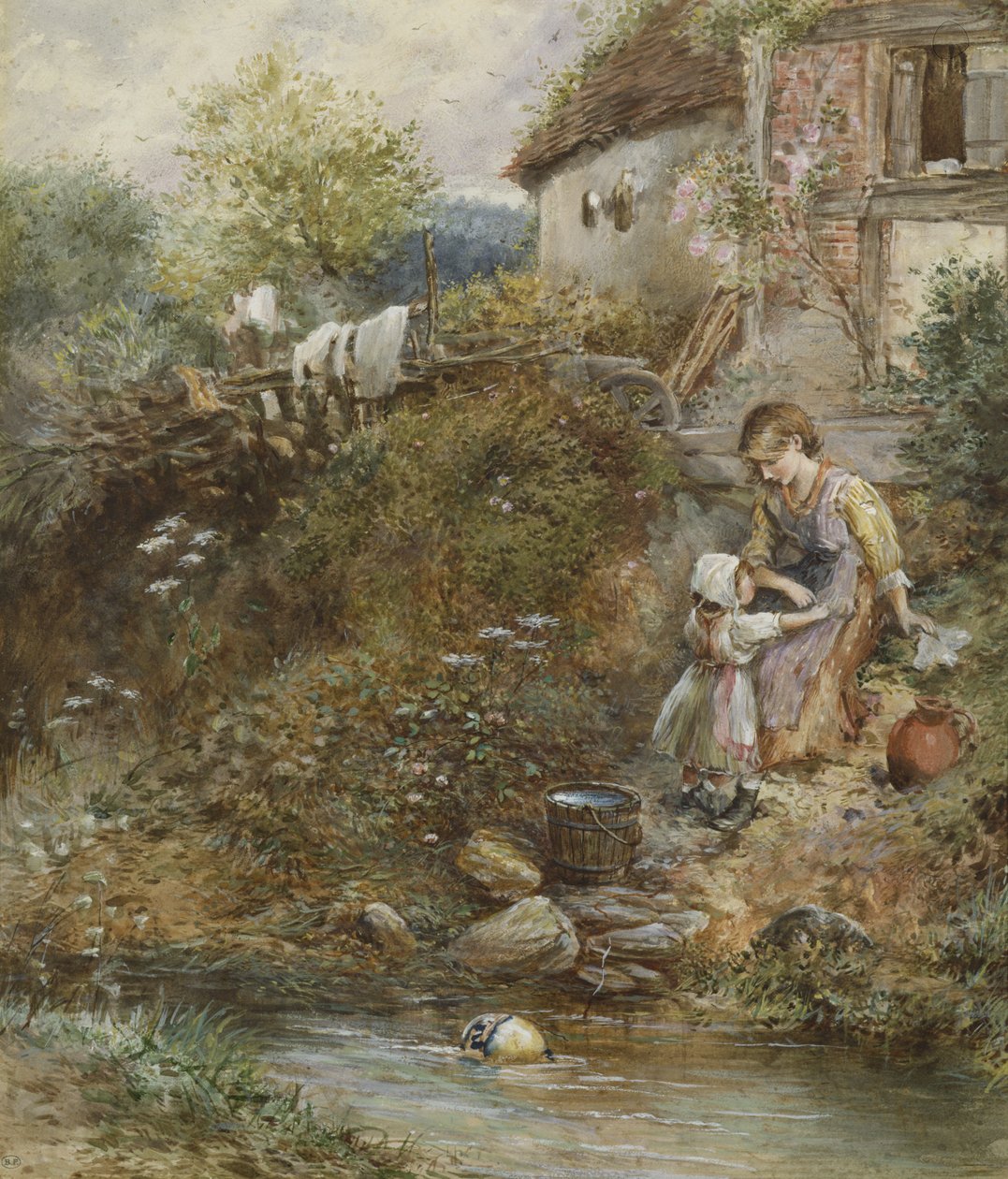 Huonekalut ja erilaiset esineet 1100- ja 1300-luvuilta tekijältä Myles Birket Foster