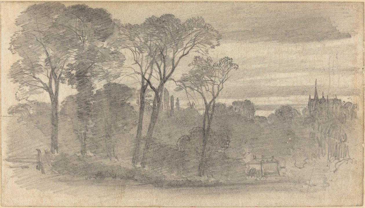 Iltamaisema kaukaisen katedraalin kanssa tekijältä Myles Birket Foster