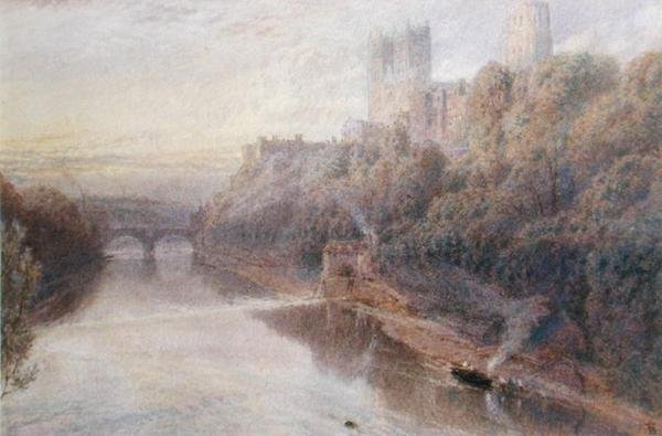 Durhamin linna (akvarelli paperille) tekijältä Myles Birket Foster