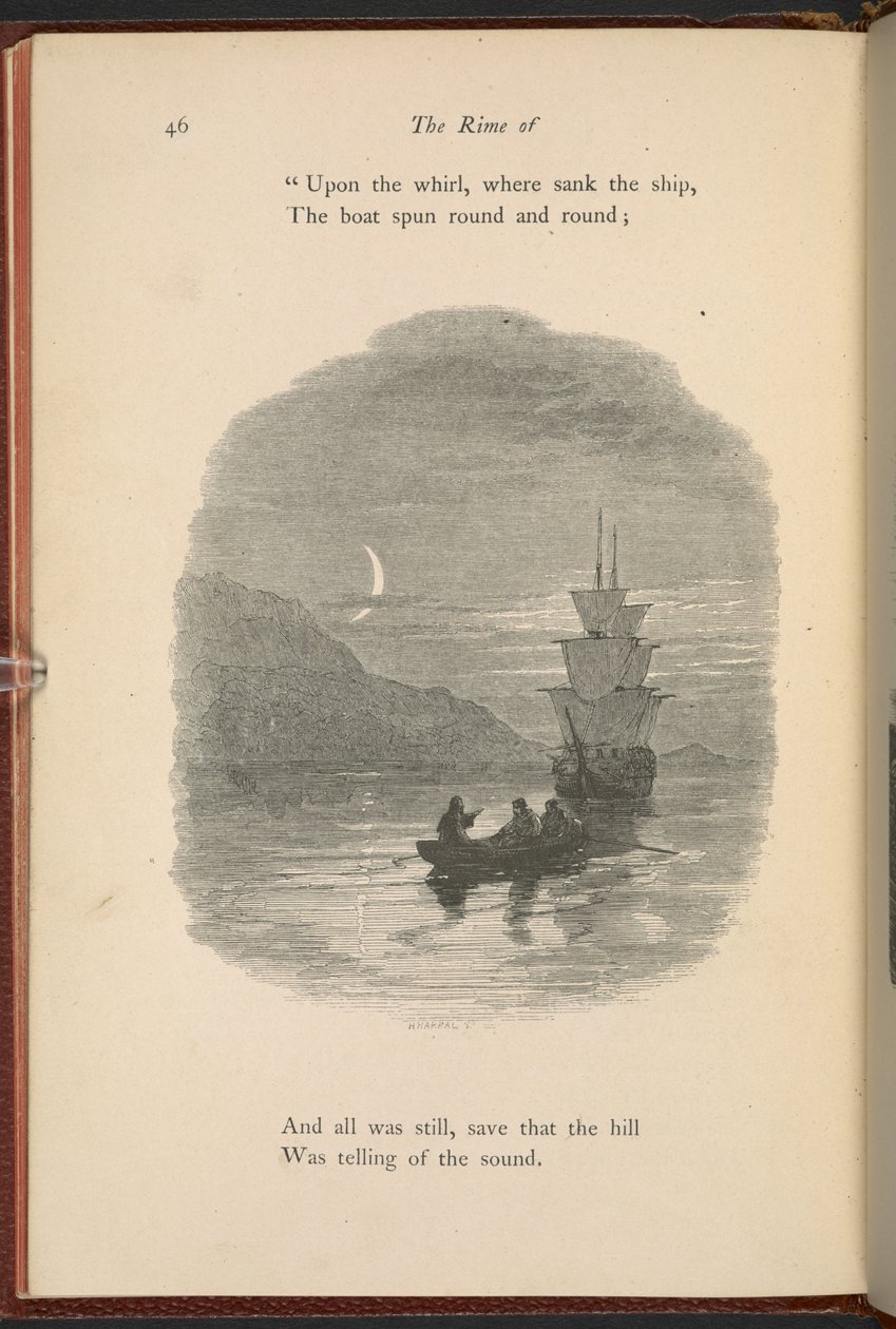 Kuvitus sivulla 46 Samuel Taylor Coleridgen teoksesta "The Rime of the Ancient Mariner" tekijältä Myles Birket Foster