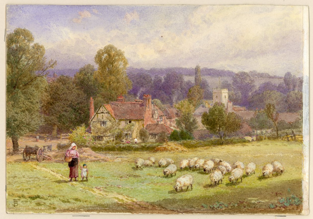 Miltonin mökki Chalfont St Gilesissa, Bucksissa (vartalon väri) tekijältä Myles Birket Foster