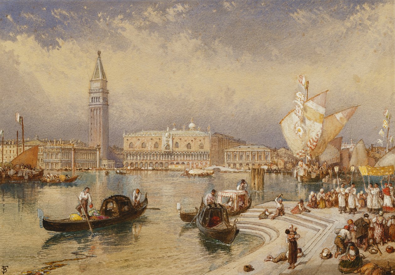Dogen palatsi, Venetsia, San Giorgio Maggioren portailta, tekijältä Myles Birket Foster