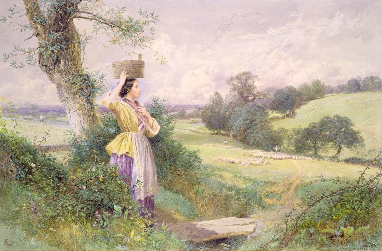 Maitotar, 1860 (wc paperilla) tekijältä Myles Birket Foster