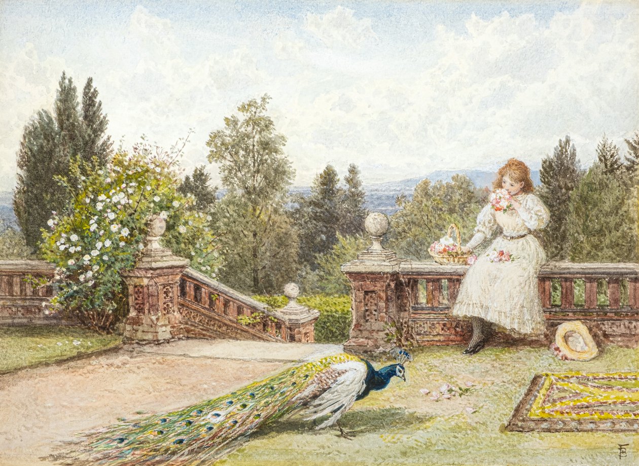 Terassi (akvarelli) tekijältä Myles Birket Foster