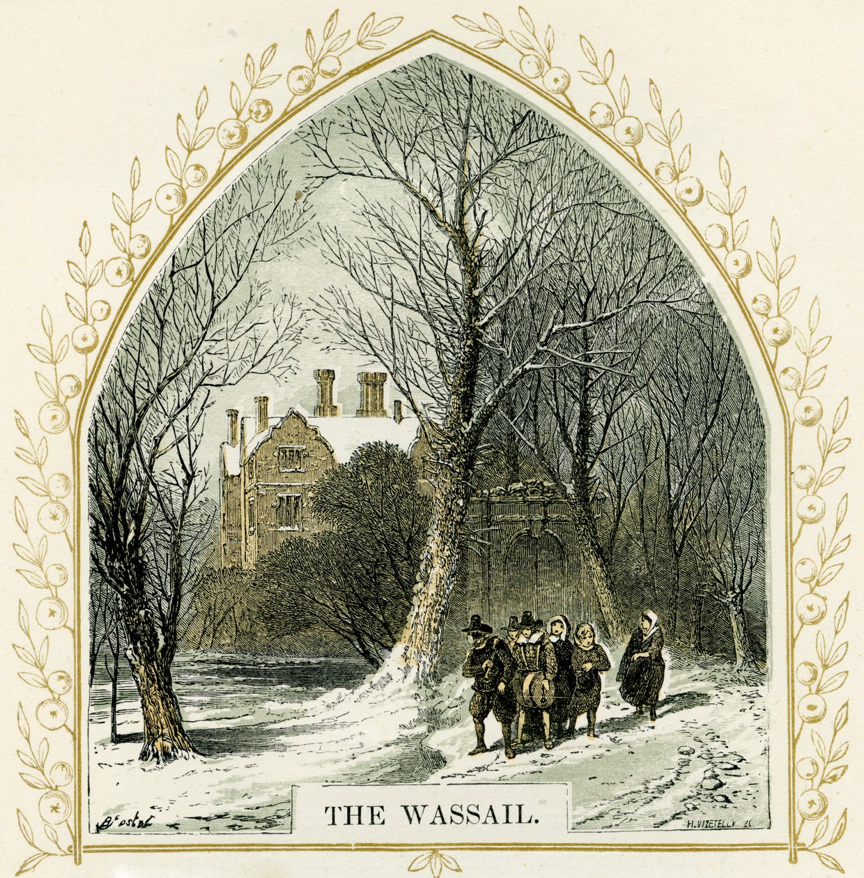 Wassail - kuvitus Birket Foster tekijältä Myles Birket Foster