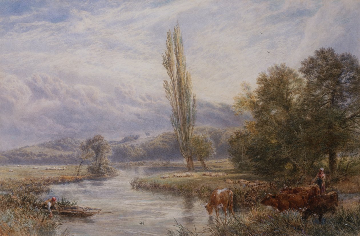 Kastelupaikka (akvarelli) tekijältä Myles Birket Foster