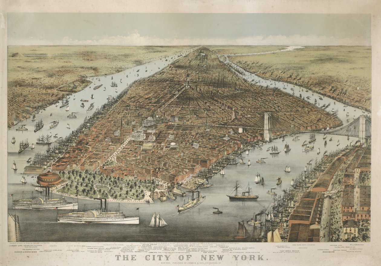 New Yorkin kaupunki, 1876 tekijältä Nathaniel Currier