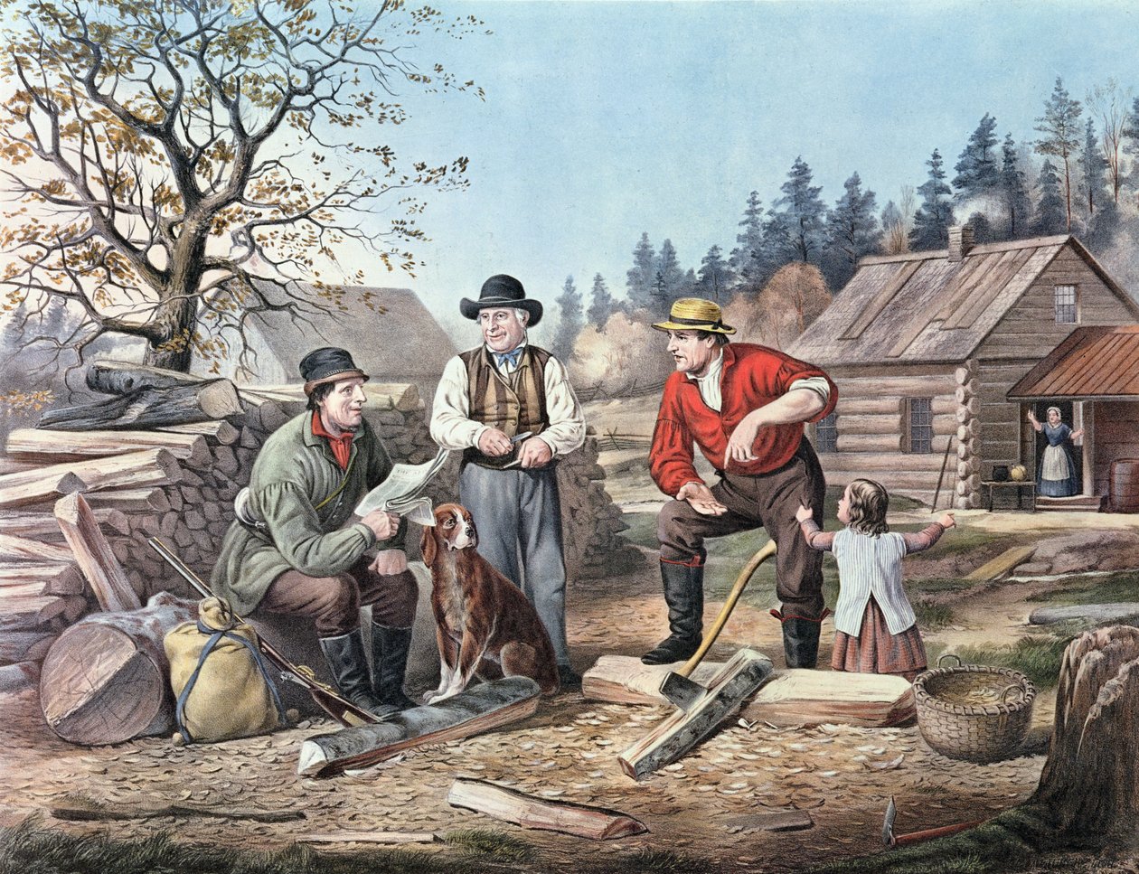 Arguing the Point - viimeisimmät uutiset, 1855 tekijältä N. and Ives, J.M. Currier