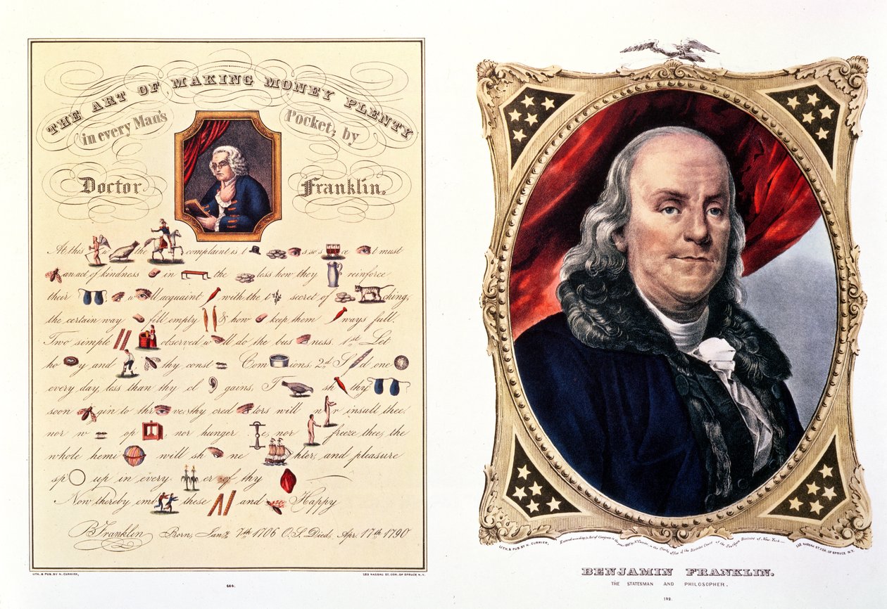 Benjamin Franklin (1706-90) 1847 (katso myös 210044) tekijältä N. and Ives, J.M. Currier