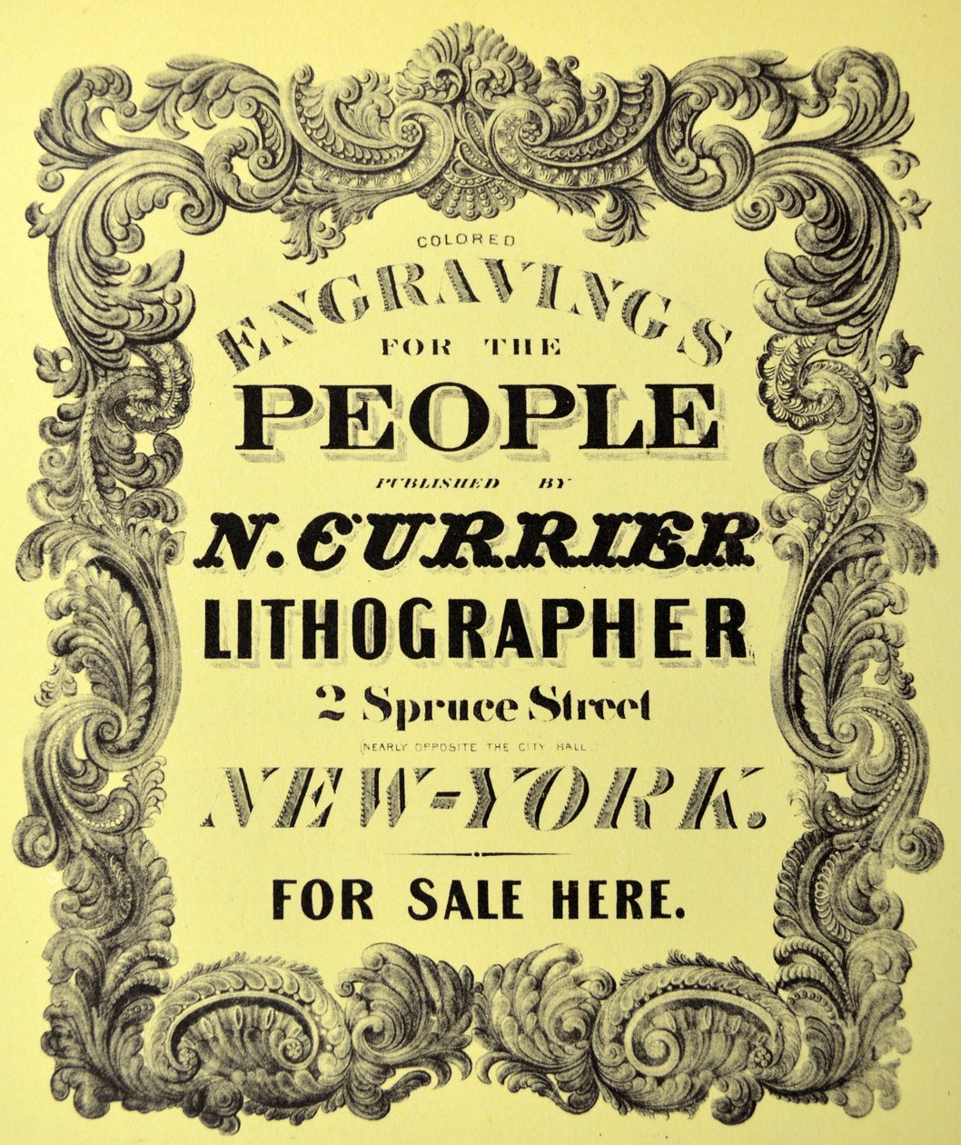 Currier & Ives Illustration 19th Century. Kirjakilpi nimiölehdellä : Värillisiä kaiverruksia ihmisille. tekijältä N. and Ives, J.M. Currier