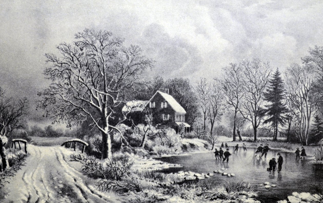 Currier & Ives Illustration 19th Century. Alkutalvi tekijältä N. and Ives, J.M. Currier
