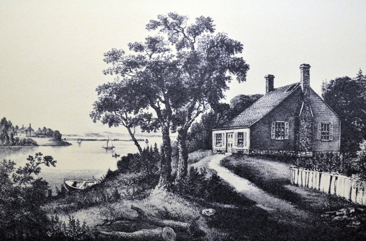 Currier & Ives -kuvitus 1800-luvulta. Washingtonin syntymäpaikka tekijältä N. and Ives, J.M. Currier