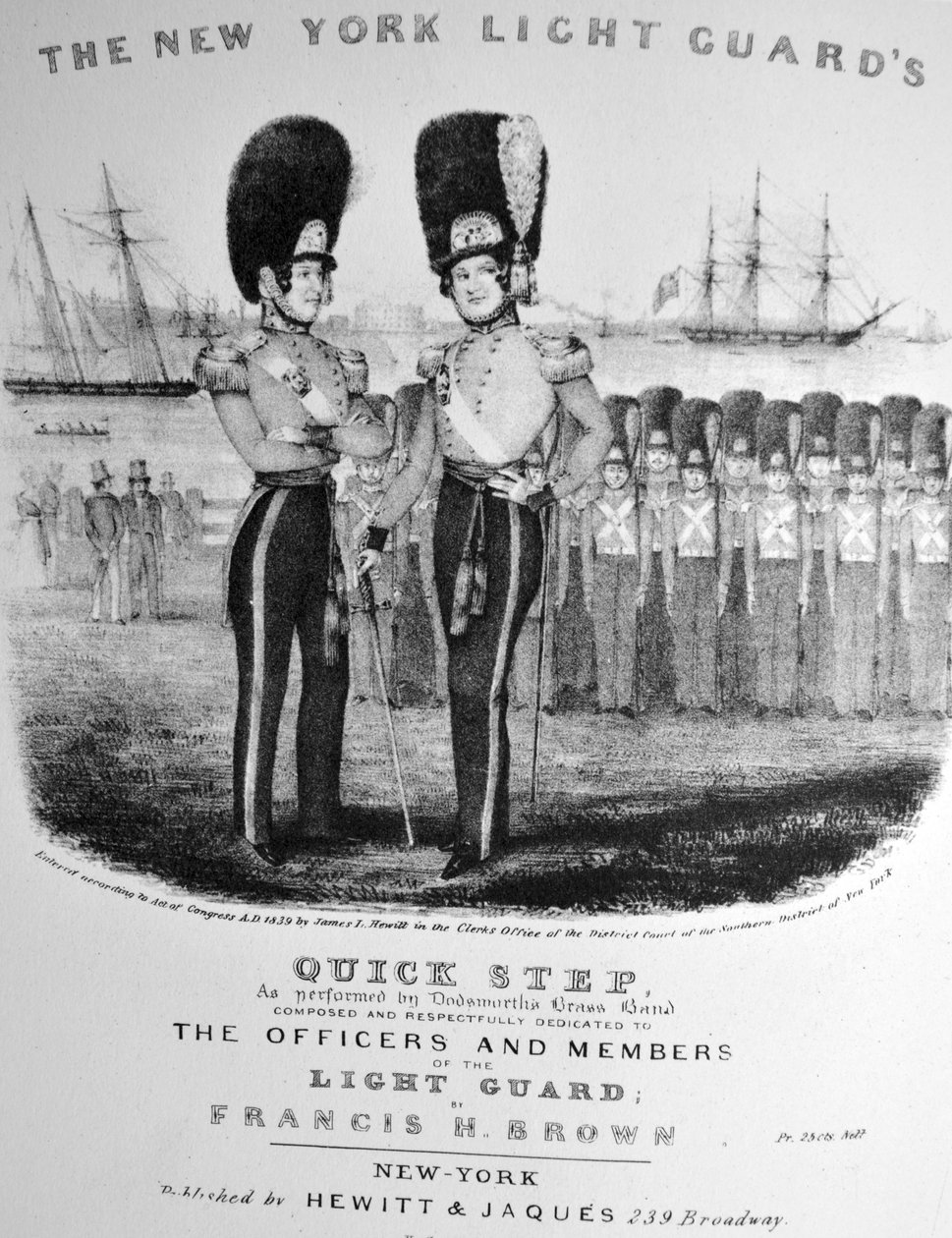 Currier & Ives -kuvitus 1800-luvulta. New York Light Guards Quick Step tekijältä N. and Ives, J.M. Currier
