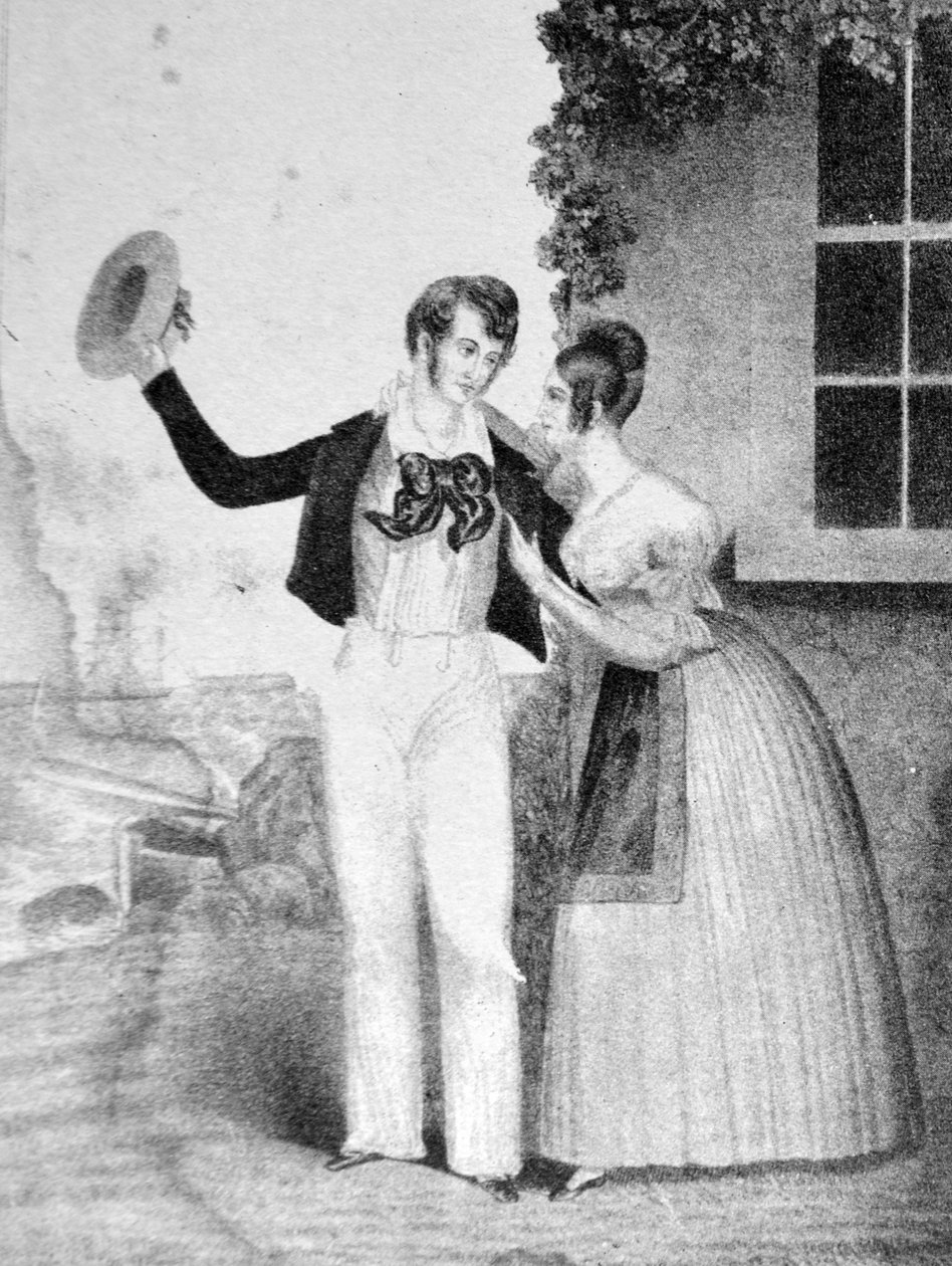 Currier & Ives -kuvitus 1800-luvulta. Merimiesten hyvästit tekijältä N. and Ives, J.M. Currier