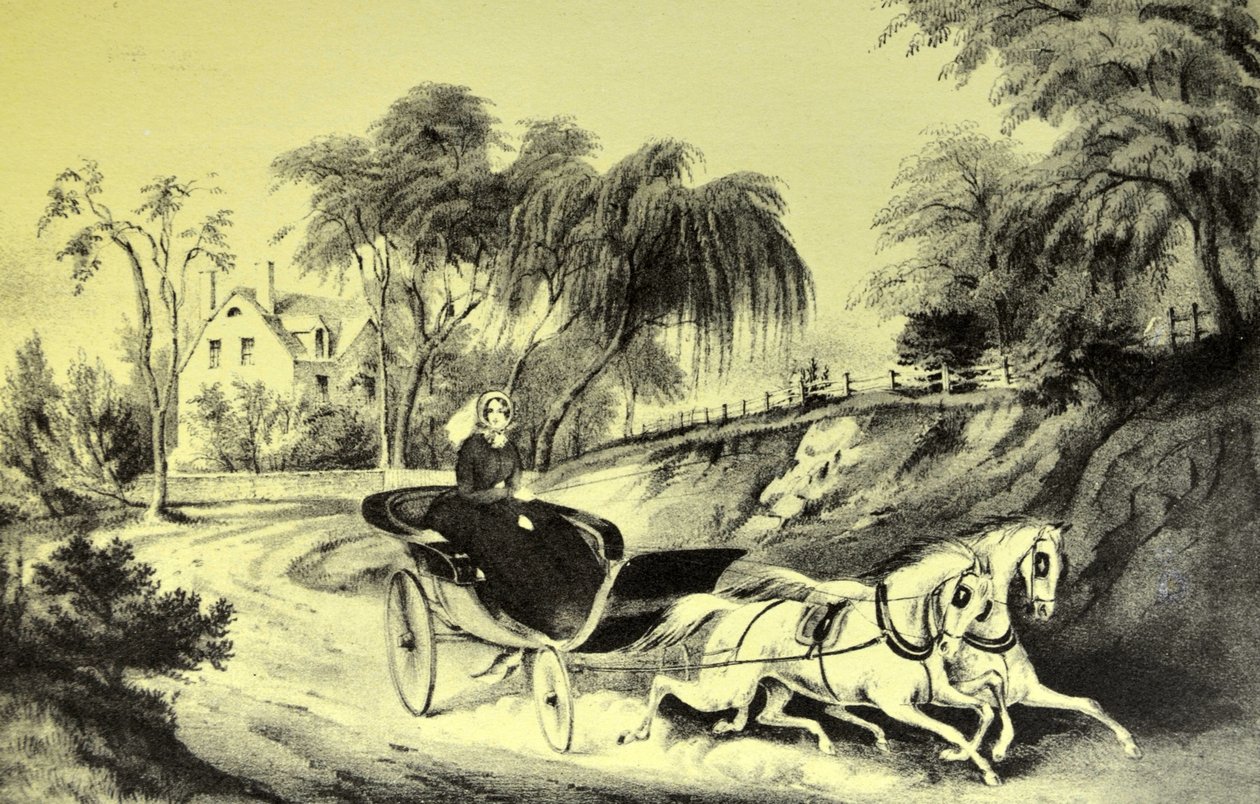Currier & Ives -kuvitus 1800-luvulta. Tien tähti tekijältä N. and Ives, J.M. Currier